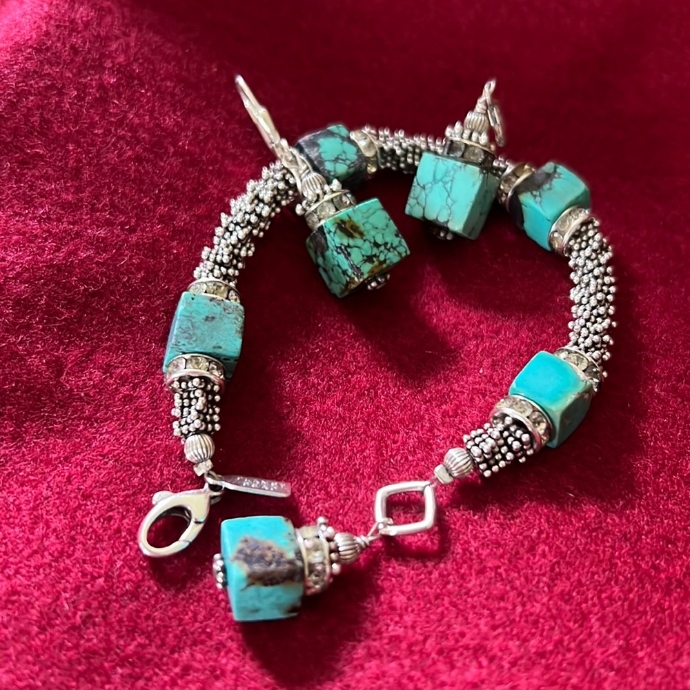 Turquoise and Sterling Bracelet with Earrings